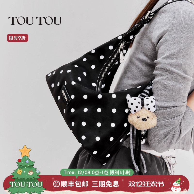 TOUTOU波点腋下包丝绒软袋hobo包