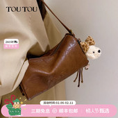 TOUTOU新款 豹纹小狗圆筒包大容量波士顿笔筒腋下包可爱单肩斜挎包