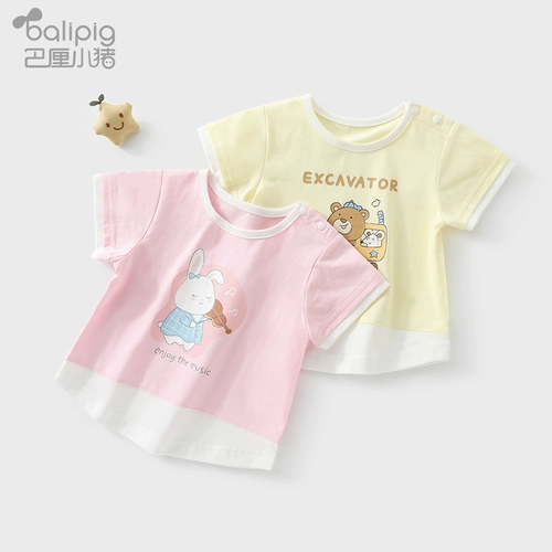 Летняя одежда подходит для мужчин и женщин, детская мультяшная тонкая летняя футболка с коротким рукавом для новорожденных, коллекция 2022