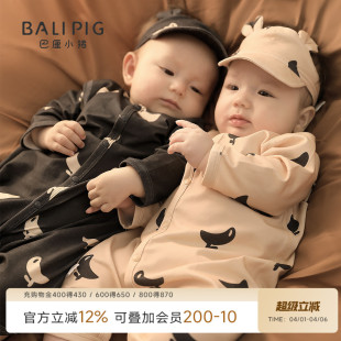 婴儿连体衣春秋ins风婴幼儿春季 纯棉新生儿睡衣宝宝衣服 哈衣四季