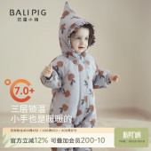 宝宝冬装 夹棉连体衣加厚保暖连帽棉衣秋冬小月龄外出棉服婴儿棉袄