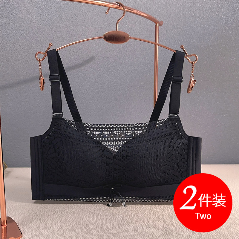 内衣女薄款小胸聚拢上托无钢圈文胸防走光抹胸式黑色夏季裹胸白色