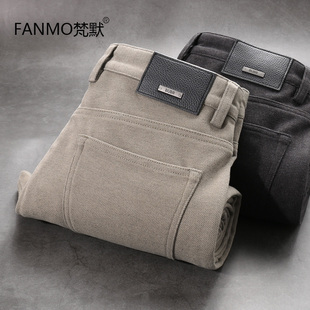 厚款 磨毛保暖长裤 羊毛男士 抗皱免烫弹力中腰五袋款 潮 休闲裤 秋冬季