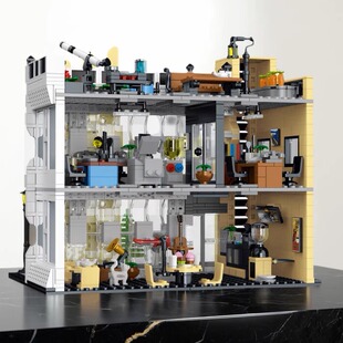 中国积木模客建筑街景灯光版城市办公楼儿童益智拼装玩具20118