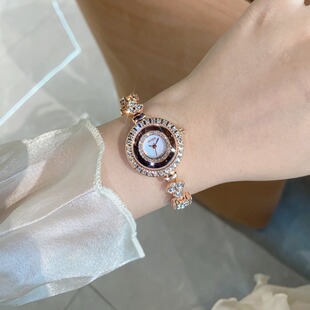 正品满钻女士手表镂空设计镶钻奢华小巧精致手链式手表女2024新款
