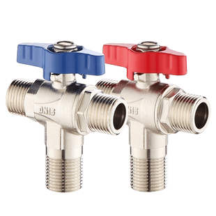 大流量三通角阀一进二出水龙头单开关一分二双洗衣机球心角阀4分