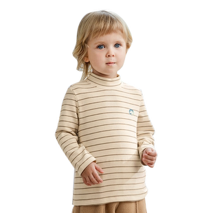 嫚熙儿童打底衫春夏内搭男女宝宝半高领条纹T恤上衣可外穿衣服