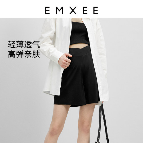 嫚熙孕妇裤交叉腰头休闲短裤夏季