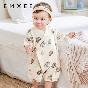 嫚熙果果衣婴儿连体衣纱罗夏季薄款宝宝衣服新生儿爬服和尚服