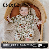 嫚熙果柔初生衣婴儿连体衣宝宝衣服新生儿爬服早春哈衣低敏丝柔棉