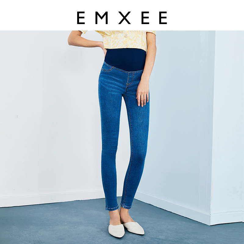 EMXEE/嫚熙孕妇直筒牛仔裤