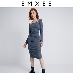 嫚熙孕妇连衣裙秋季舒适怀孕期孕妇装休闲修身中长款长袖裙子