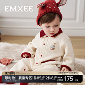 嫚熙幸运鹅婴儿连体衣空气棉新生儿早春宝宝爬服哈衣 红品