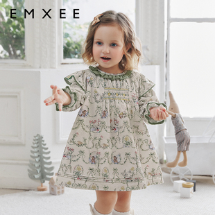 【艺术家联名】嫚熙女童连衣裙晨曦庄园公主裙丝柔纺灯芯绒裙子