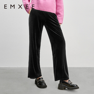 嫚熙孕妇丝绒阔腿裤 宽松显瘦孕妇裤 四季 加绒外穿托腹直筒裤 款 特价