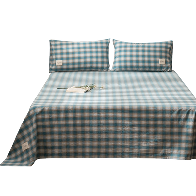 全棉水洗棉床单单件小格子贴身