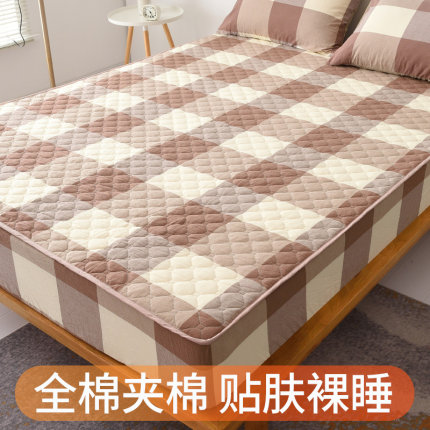 纯棉水洗棉夹棉床笠单件加厚全棉防尘隔脏床罩1.8m床垫防滑保护套