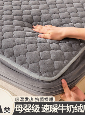 牛奶绒夹棉床笠单件加厚保暖珊瑚绒床罩2025年新款冬季床垫保护罩