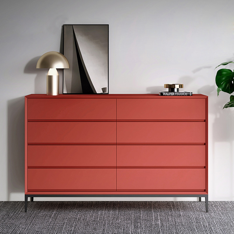 意式极简八斗柜红色餐边柜柜子