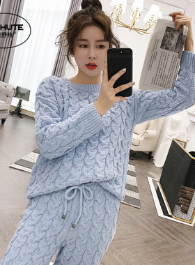 睡衣女冬毛线绒加厚甜美软绵绵