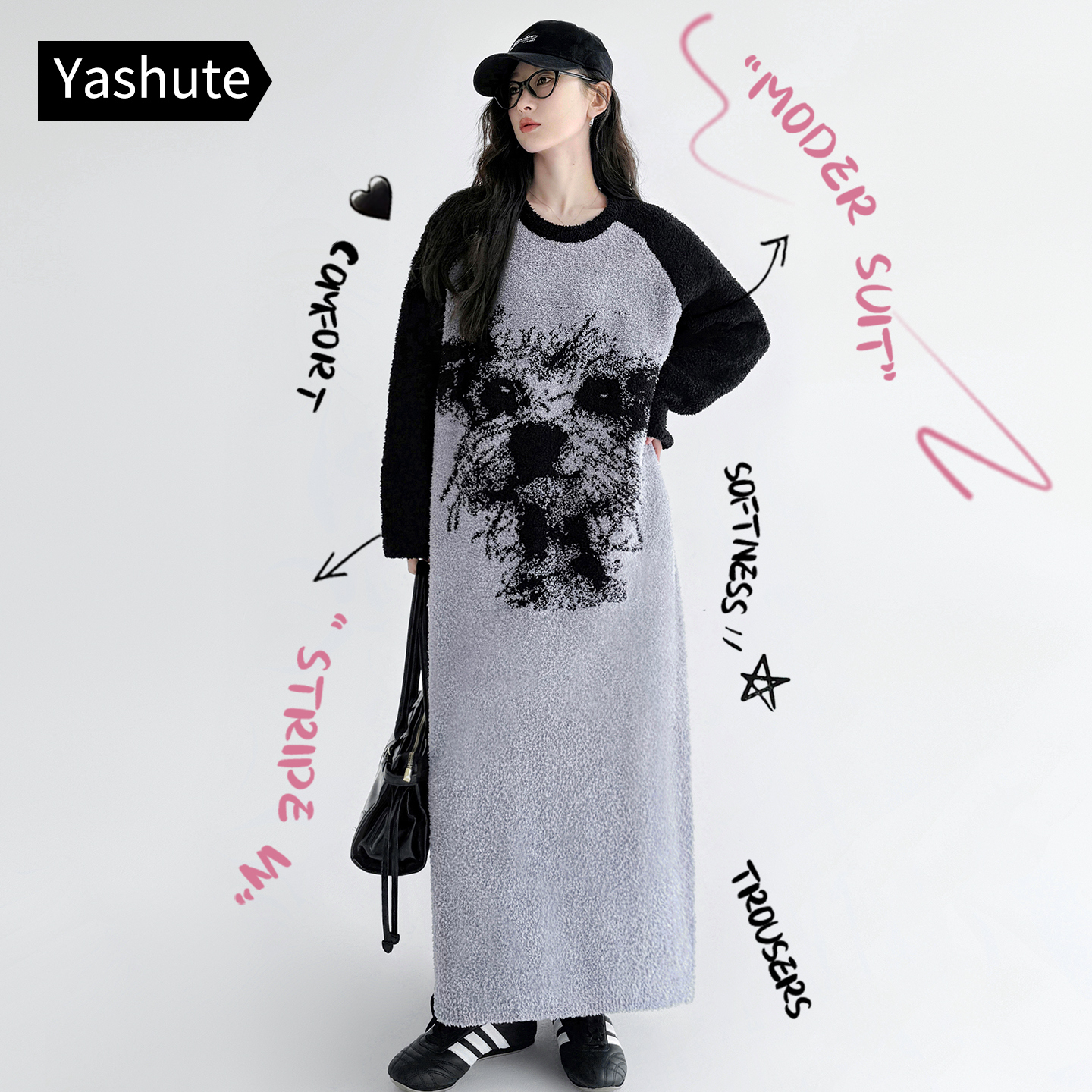半边绒可外穿卡通狗家居服睡裙