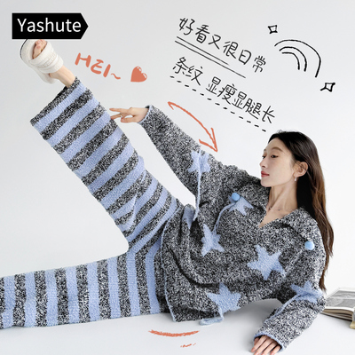 半边绒睡衣女款可外穿家居服套装