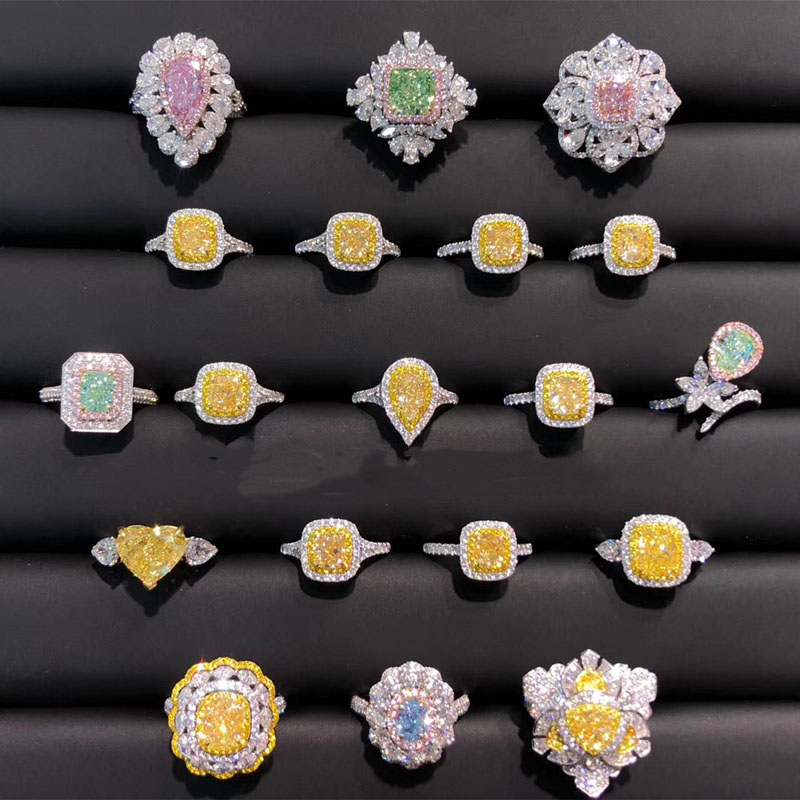 小粉钻裸石六爪镶嵌锁骨链戒指镶嵌加工改款黄钻裸钻戒托18k镶嵌