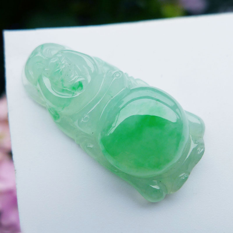 天然A货飘阳绿佛公吊坠冰种翡翠佛公绿色翡翠站佛玉佛裸石现货