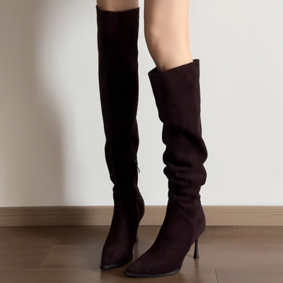 羊皮版！尖头长筒靴美拉