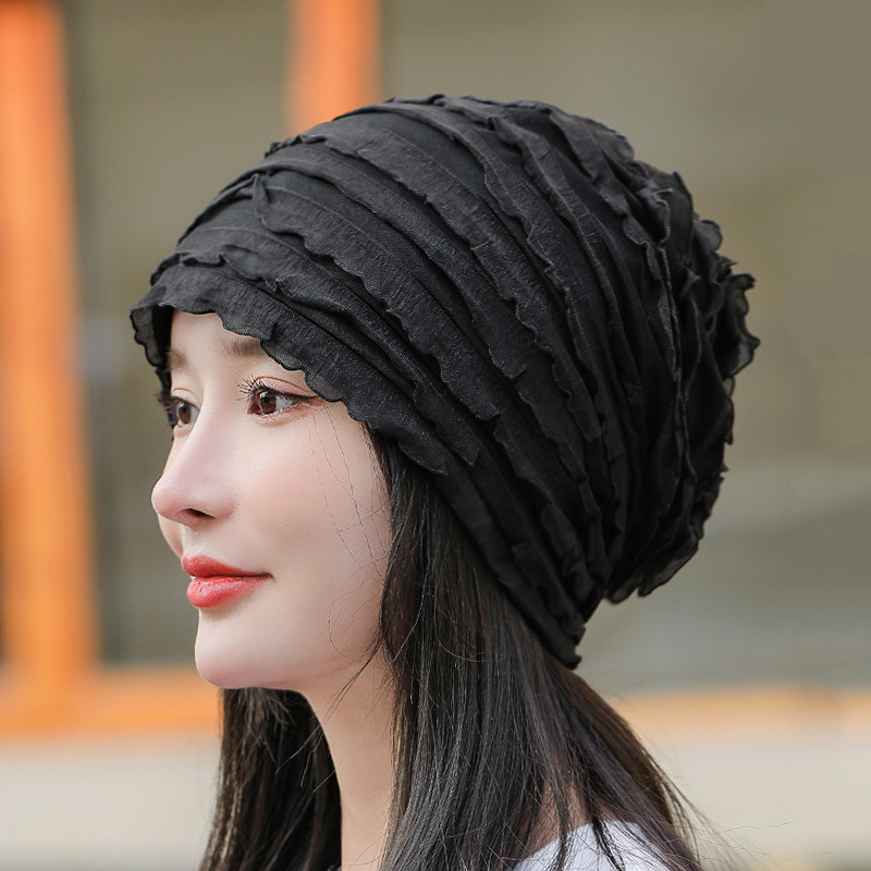 新款时尚帽子女春秋夏薄款蕾丝包头帽透气月子帽化疗帽头巾帽睡帽