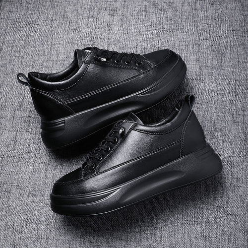 真皮舒适透气厚底增高显脚小