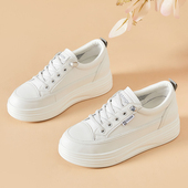 一脚蹬5CM厚底增高女鞋 加绒小白鞋 百搭鞋 子休闲鞋 女2025新款 冬季