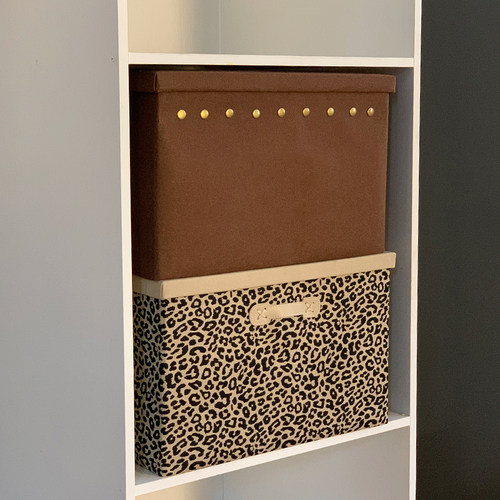 大号豹纹带盖轻奢衣服车载收纳箱