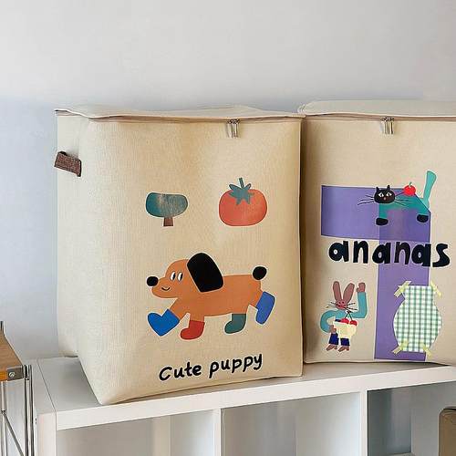 卡通加厚布艺收纳箱带拉链脏衣桶