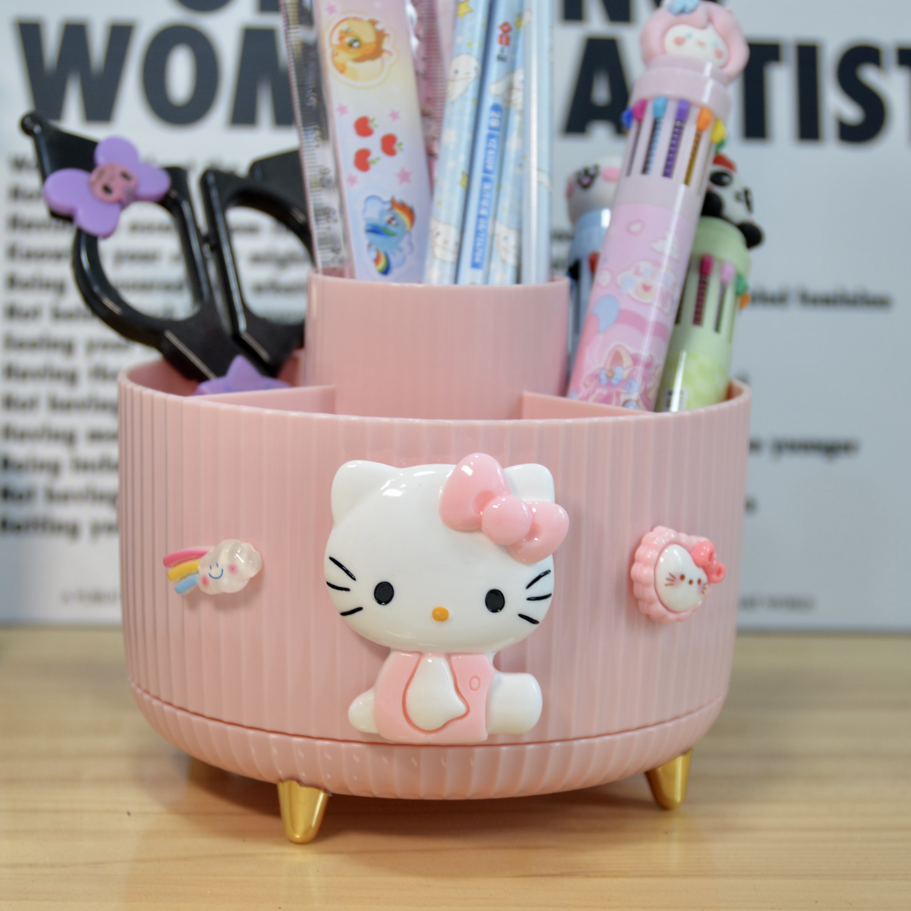 Kt猫桌面可旋转笔筒大容量文具收纳盒学生女孩儿童书桌置物盒笔筒,收纳整理,笔筒,淘宝优惠券,粉丝福利购,淘宝优惠卷