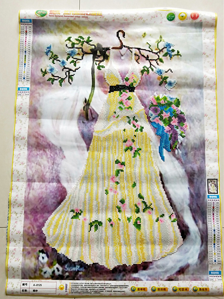 包邮手工钻石十字绣贴画 5D魔方钻成品婚纱结婚婚庆图已贴好的