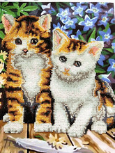 包邮手工钻石十字绣贴画两只小乖猫情侣猫动物5D魔方钻成品贴好的