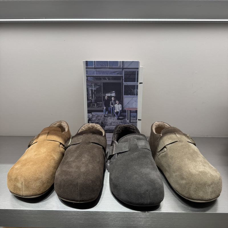 复古反绒皮一脚蹬懒人鞋