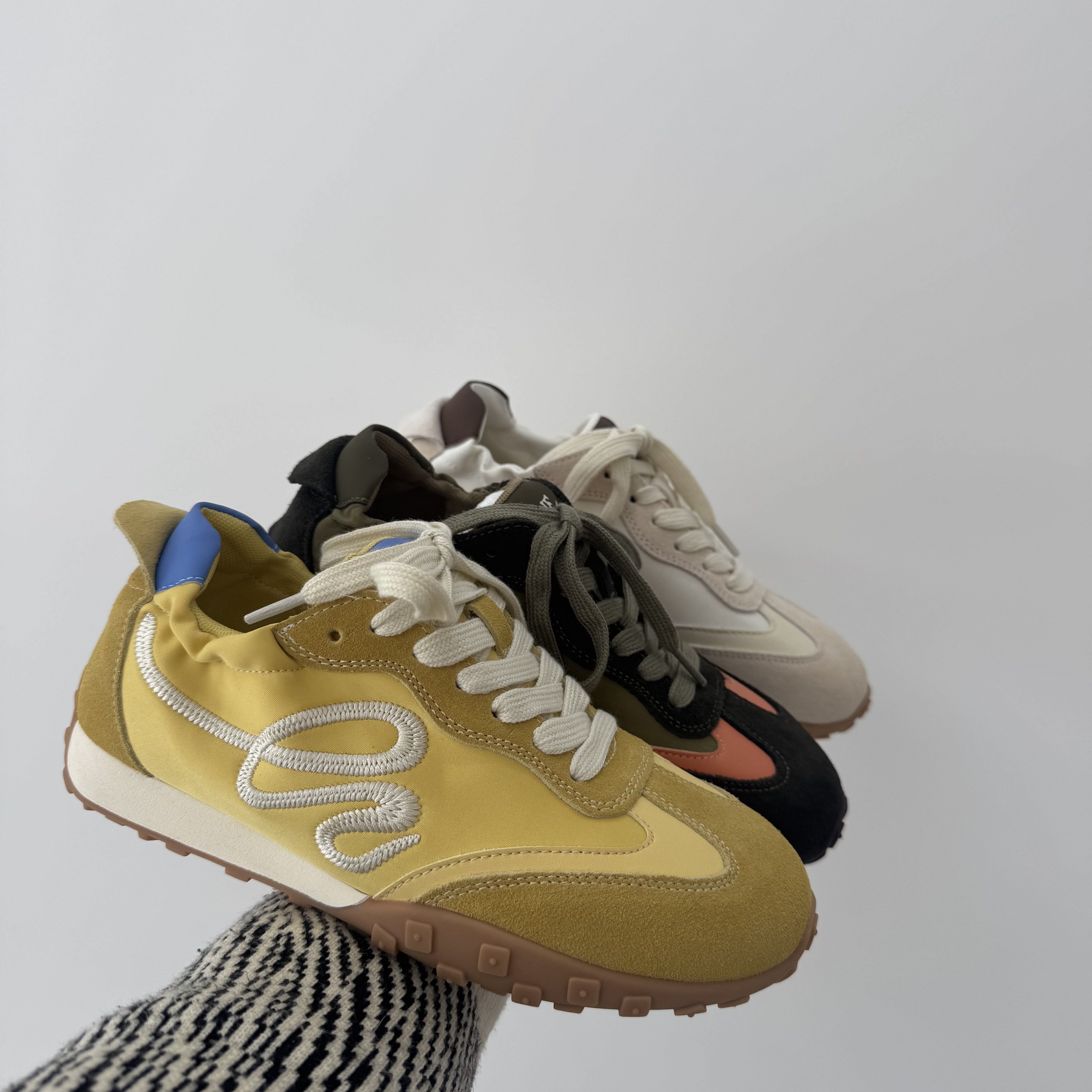 真皮复古拼色德训鞋女系带刺绣圆头休闲运动鞋平底百搭板鞋女,女鞋,德训鞋,淘宝优惠券,粉丝福利购,淘宝优惠卷