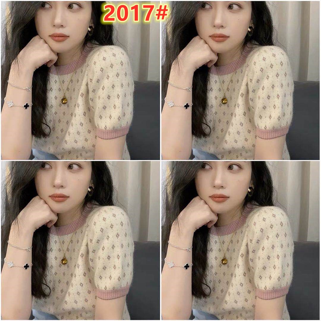 Small cone round neck short niche short sleeve bottomed sweater autumn new home