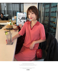 Polo dress spring and summer new women's little fresh college style loose short sleeve T-shirt skirt