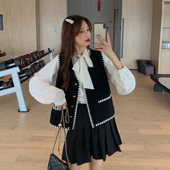 Knitted vest women's autumn and winter small fragrance sweater cardigan with sleeve less and soft Cape