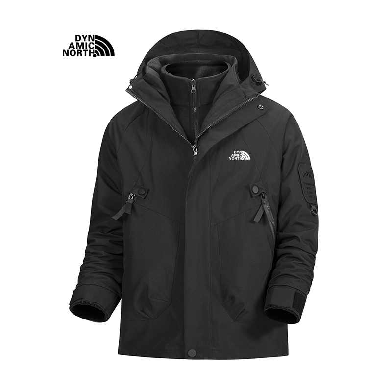动感北面三合一秋冬季男士连帽工装外套冲锋衣男女防风户外登山服