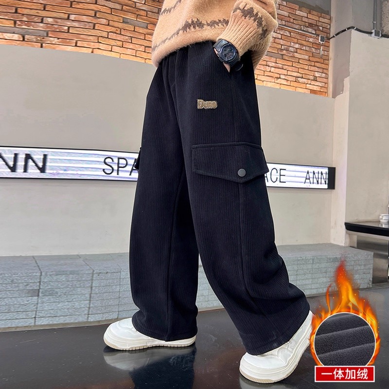 男童灯芯绒休闲裤加绒加厚直筒裤