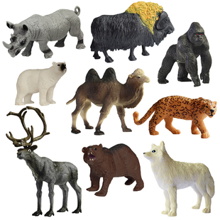 儿童玩具仿真野生动物模型骆驼猩猩驯鹿白狐豹棕熊幼儿园启蒙早教