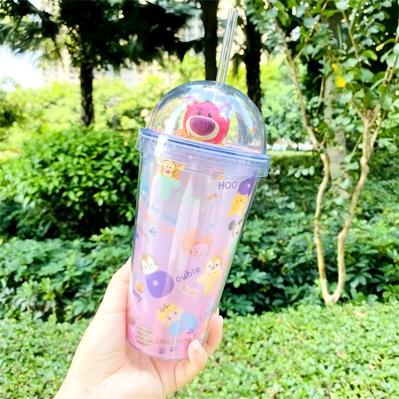 迪士尼tusm松松 草莓熊 跳跳虎 萌萌景观杯可爱水杯吸管杯子周边