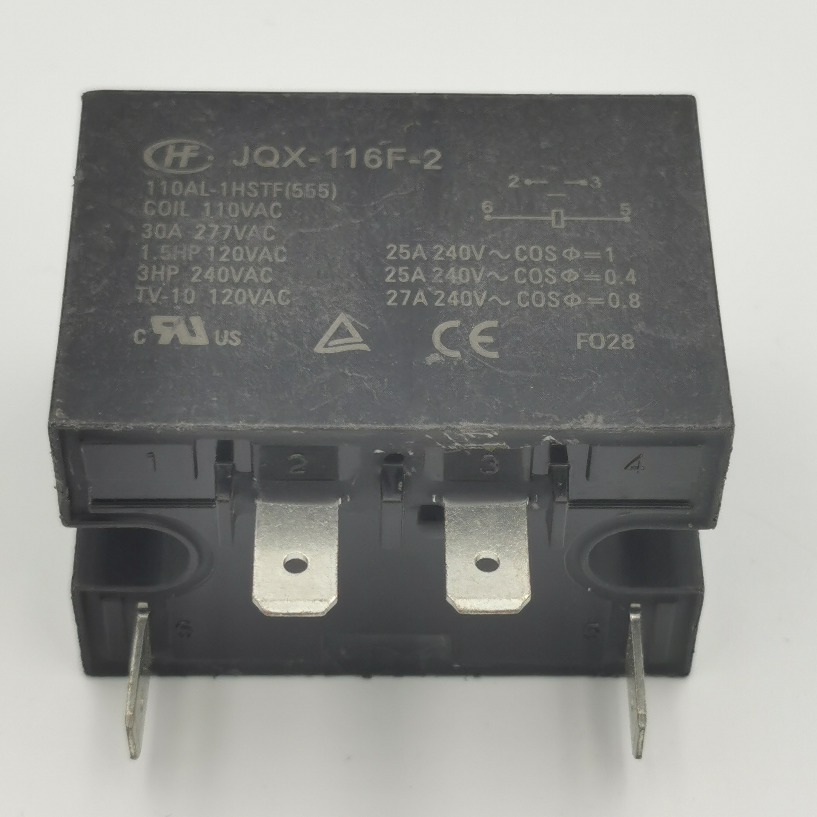 宏发继电器 JQX-116F 2-110AL-1HSTF(555) 110VAC 四脚 触点30A