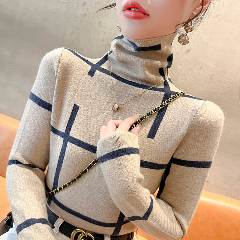 高领毛衣秋冬女款2025新款修身上衣堆堆领打底衫内搭洋气时髦女装