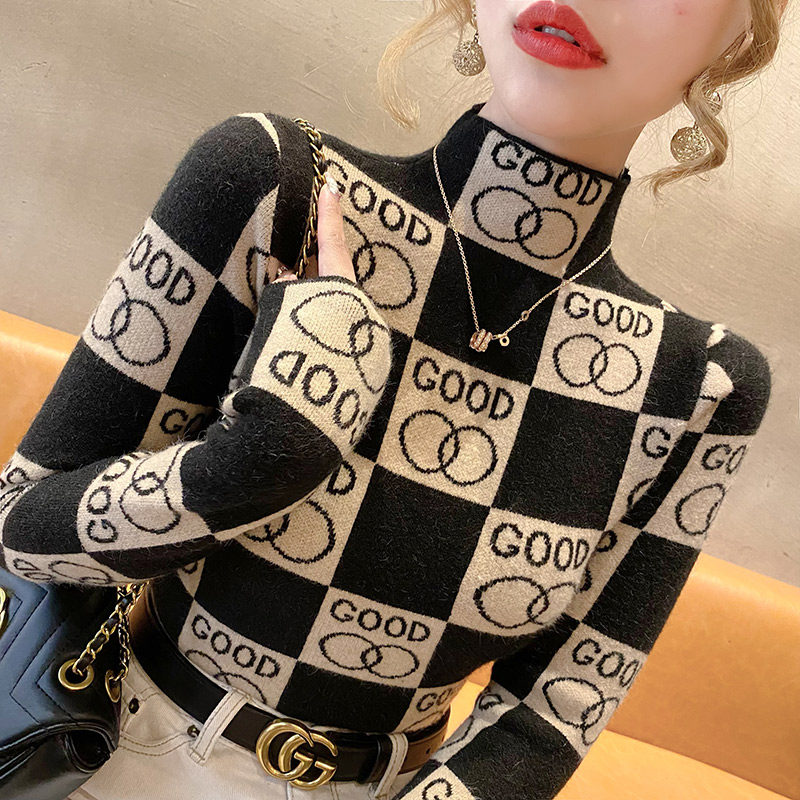 半高领毛衣女打底衫时髦时尚洋气2025春装新款针织衫春秋内搭上衣,女装/女士精品,毛衣,淘宝优惠券,粉丝福利购,淘宝优惠卷