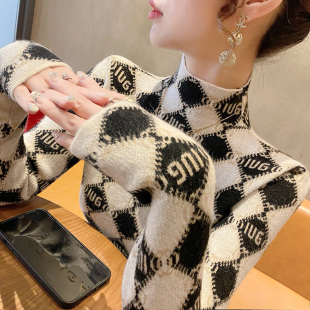 洋气中领毛衣针织衫 2026年春装 女款 半高领打底衫 女士上衣内搭 新款